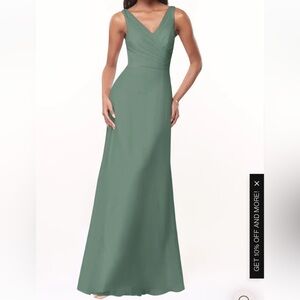 Azazie Elegant Green Sleeveless Gown